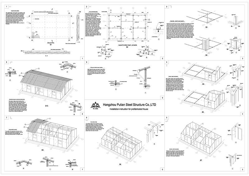 Installation drawing for 41m2_Cost Saving Sandwich Panel Prefab House